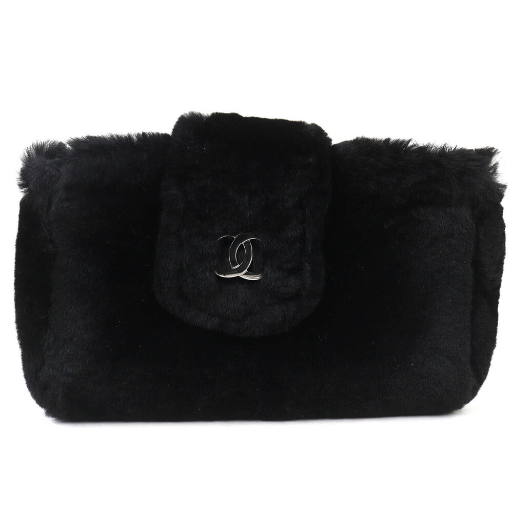 CHANEL Vintage Black Leather Logo Pouch - Picture 1 of 12